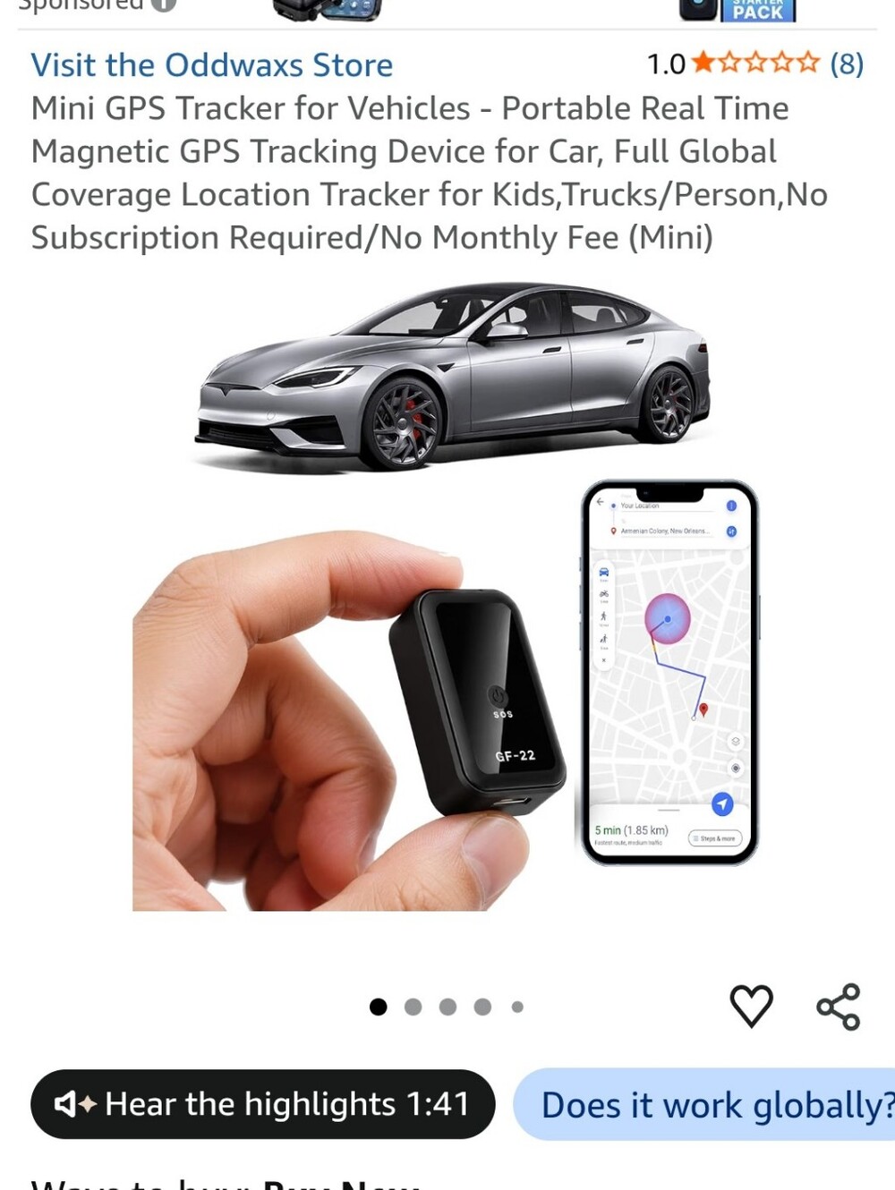 GF-22 Portable GPS Tracker for Car - Black